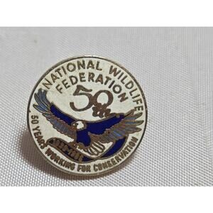NATIONAL WILDLIFE FEDERATION 50TH 1986 CONSERVATION METAL & ENAMEL PIN PINBACK